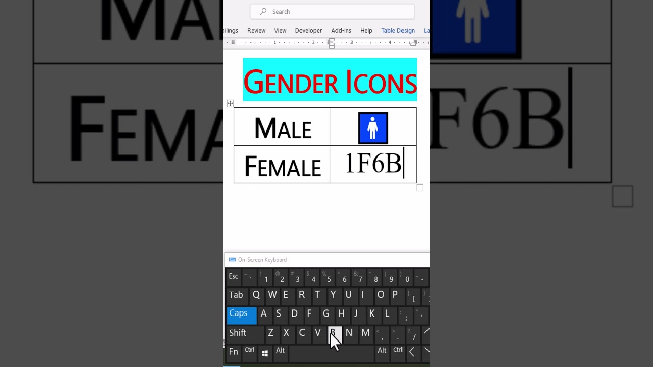 Gender Symbol in MS Word Shortcut, Gender Icons, Male & Female 🚻 