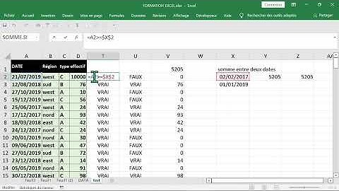 CALCULER LA SOMME ENTRE DEUX DATES