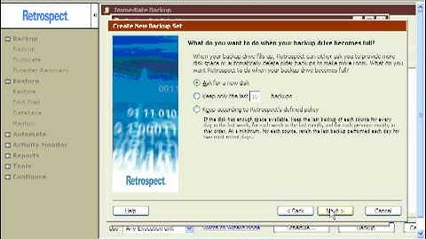Creating disk backup sets in Retrospect for Win