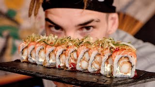 URAMAKI COM CAMARÃO EMPANADO (Ebi Ten) | Como fazer Sushi