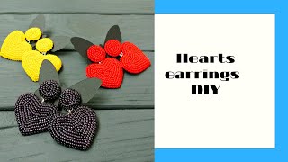 Seed beads Earrings Hearts DIY Tutorial Beading