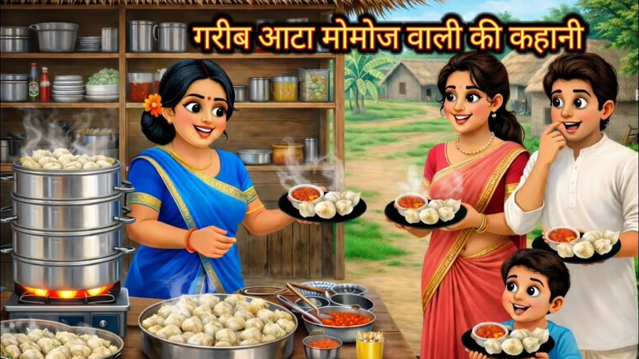 गांव मैं गरीब का आटा मोमोज का ठेला | hindi kahaniyan | moral story | kahani |  @nehakikahaniyan4891 