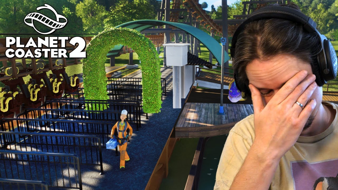 Oude man is gefrustreerd over het bouwen in Planet Coaster 2