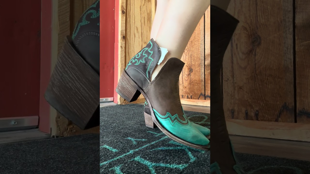 Roper Women's "Roper Allure" Brown Leather and Teal Ankle Boot 09-021-7615-8587 BR