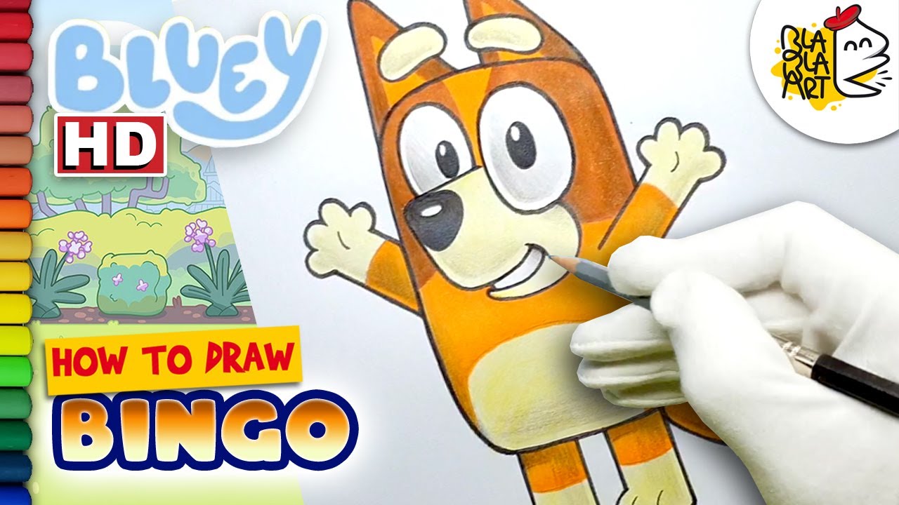 How To Draw Bingo From The New Cartoon Series Bluey On Disney Step