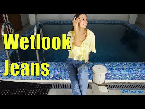 Wetlook girl Jeans | Wetlook blouse | Wetlook girl gets wet in pool