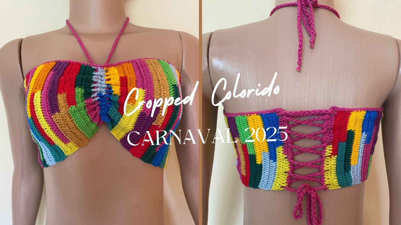 TOP/CROPPED COLORIDO CARNAVAL 2025 TAM P/M/G/GG por @CrisTelesCroche