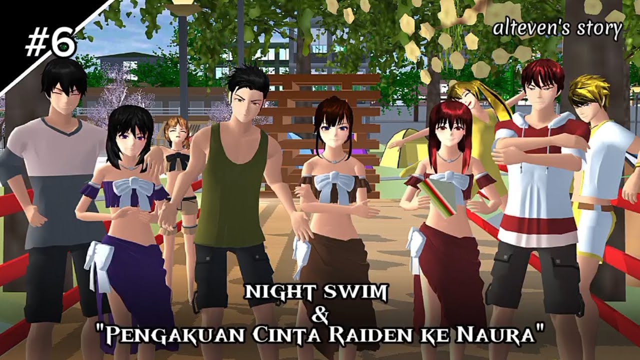 ALTHEVEN'S story #6 [night swim] || SAKURA school simulator drama