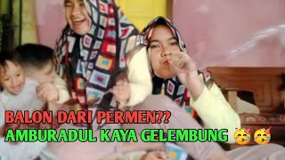 Challenge tiup balon part 15 || balon dari permen || mamake marah?