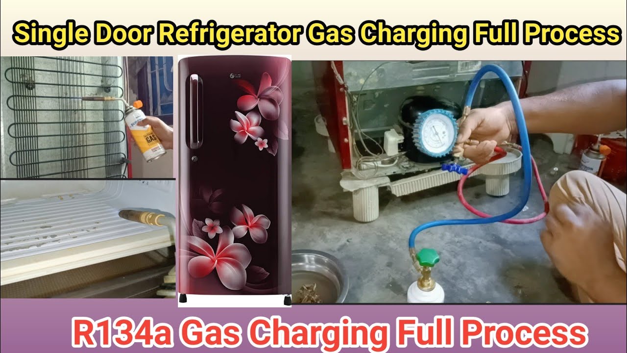 Single Door Refrigerator Gas Charging Full Process R134a Gas Charging