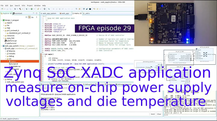 FPGA 29 - Zynq SoC FPGA XADC application measures on-chip power supply voltages and die temperature