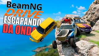 Escapando da onda GIGANTE com amigos no BeamNG Drive Multiplayer com Mods Online