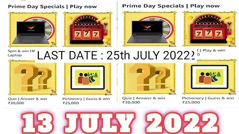 Amazon Prime Day Special Quiz Answers Today|12 July 2022 | Daily Quiz Time