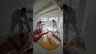 This luxury epoxy floor is pure ELEGANCE 💎: wine red, gold & white. #epoxy #epoxyresin #shorts #diy