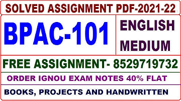 bpac-101 solved assignment 2021-22 / bpac 101 solved assignment / ignou bpac 101 solved assignment