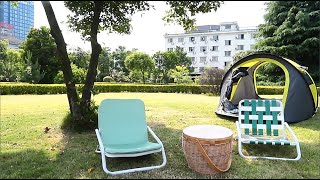 Outdoor Garden Beach Lounger Aluminum Woven Webbing Striped Magnum Folding Retro Lawn Chairs
