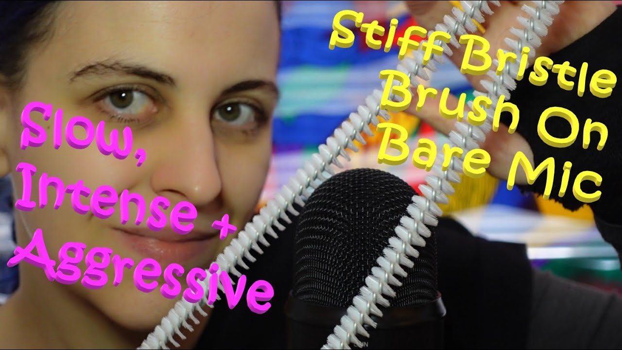 ASMR Slow, Intense & Aggressive Bare Mic Brushing/Scratching With Stiff Bristle Brush - No Whispers