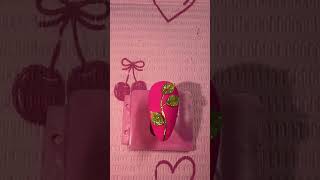 Leaf nail #neonnails #leafnails #mattenails #chromenails #shortnails