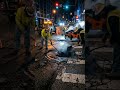 Road Repair Night Magic: Ruined Street Restored by Construction Crew