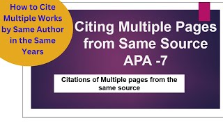 How to Cite Multiple Pages in One References in APA 7th Edition #APA #APA7