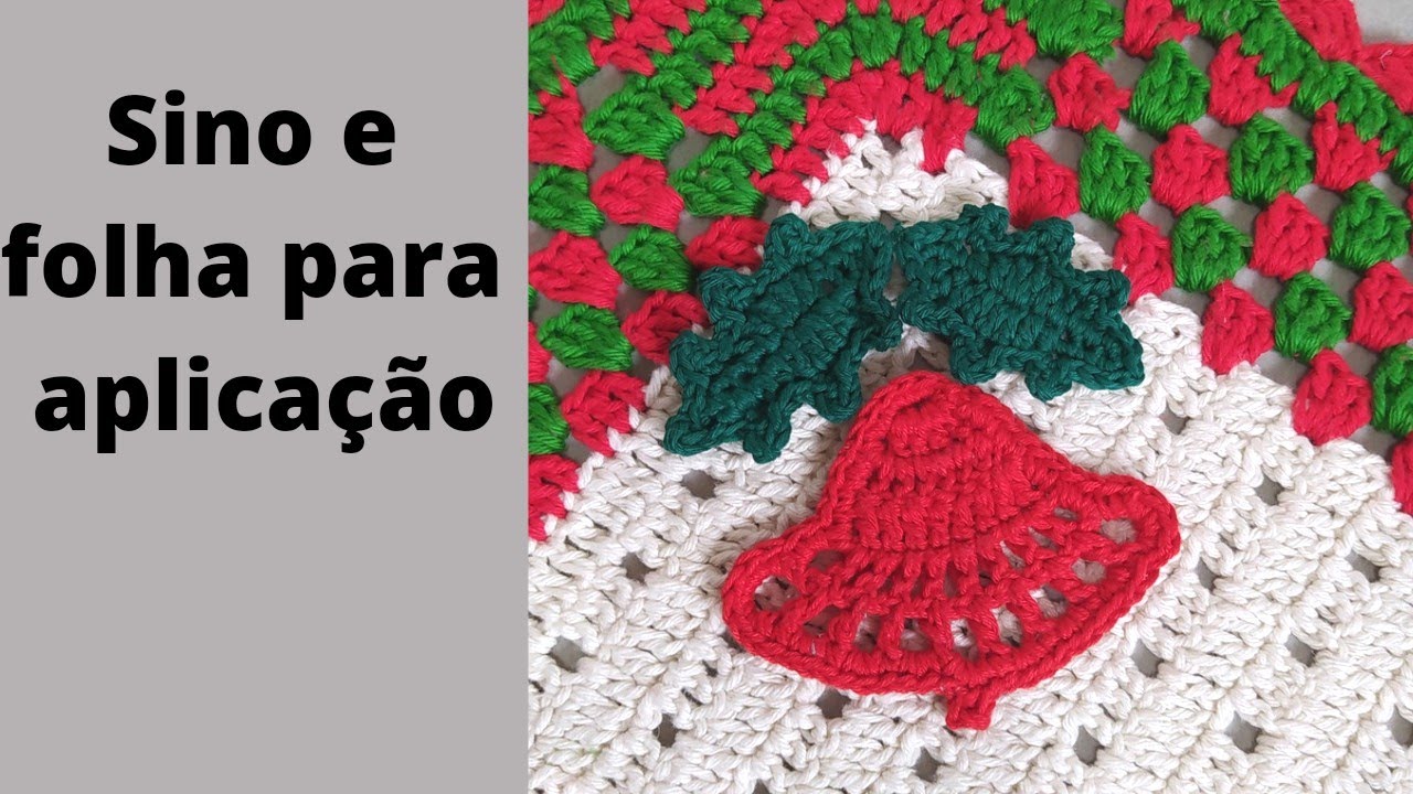 Sino e folha de crochê para aplicação