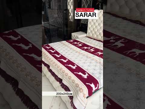 200х240см. Червоний з сірим двосторонній новорічний плед. Sarar Туреччина. Теплий зимовий плед якісний з бахромою, видео 1