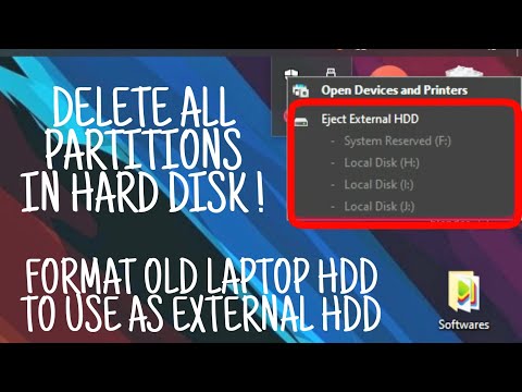 Format/Delete all Partitions of Laptop hard disk to use as External HDD!