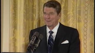 President Reagan announcing Support of National Health Fair Partnership Program on August 5, 1982