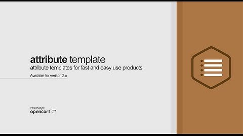 Attribute Templates - OpenCart Extension (Promotion)