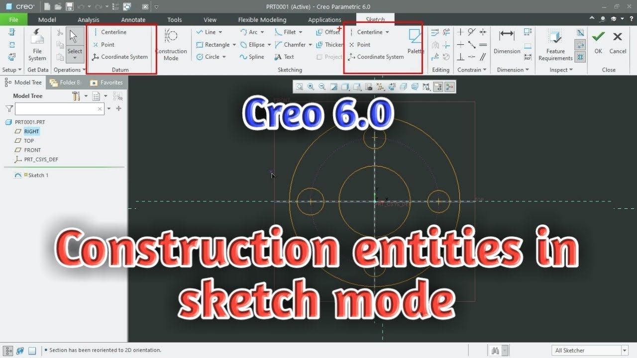 Sk-02 How to create Construction entities | Sketcher tutorial for ...