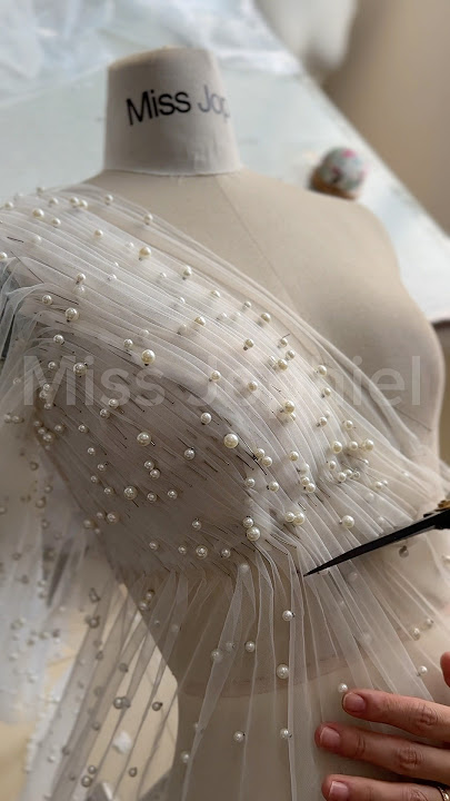 Making a corset beaded tulle midi dress with long sleeves #dress #hautecouture #dress #wedding