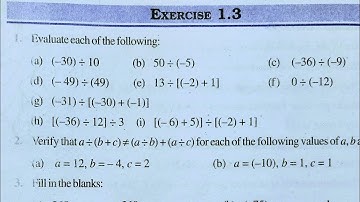 Integer Ex 1.3 Chapter 1 l Class 7th maths ll  NCERT l CBSE Board l EXERCISE-1.3 l Solution