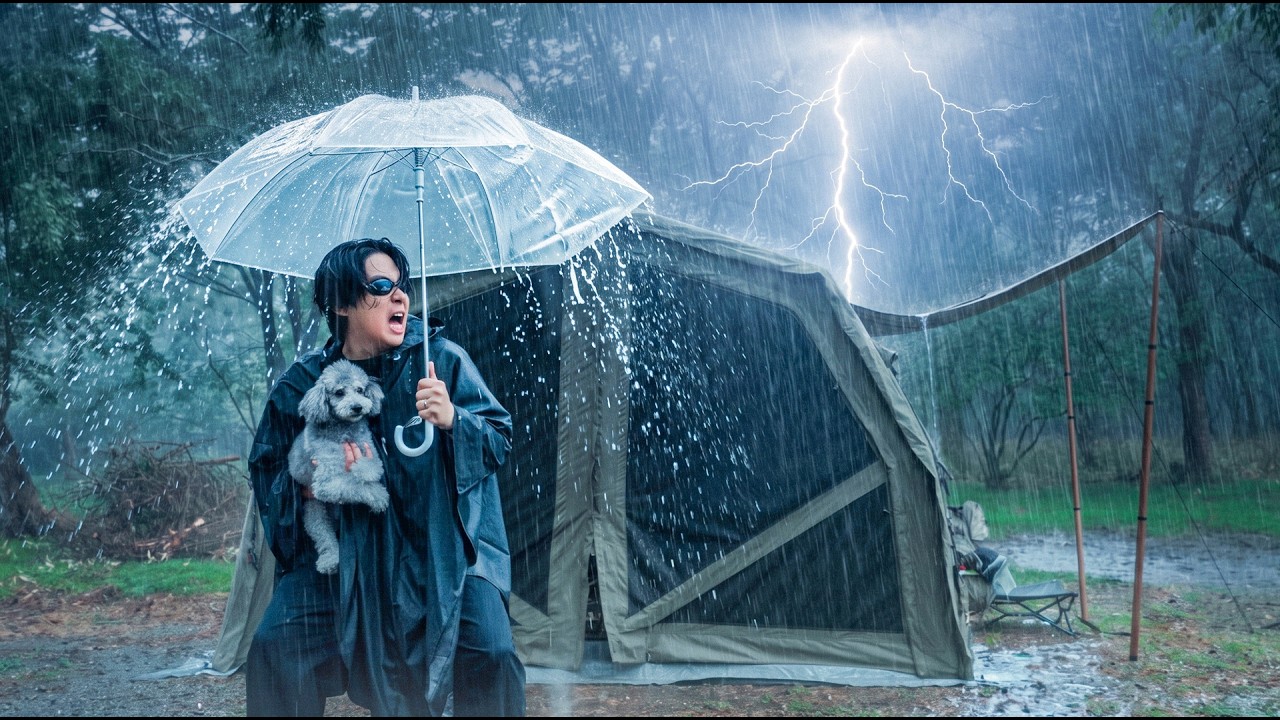 🐶【絶望】災害級の豪雷雨。テントが流される寸前の限界突破ソロキャンプ【coody 10.0PRO】
