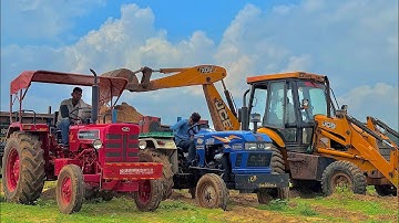 JCB 3dx Xpert Machine Loading Mud in Trolley | Mahindra 475 | Eicher Models | Swaraj 855 | Kubota