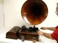 HTML Edison Opera Phonograph 4 min Player Mahonany Master 21&quot; Horn Model A Type SM
