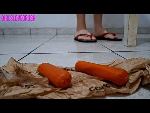 My Sister Stepping on Sausage | FLIP FLOPS CRUSHING