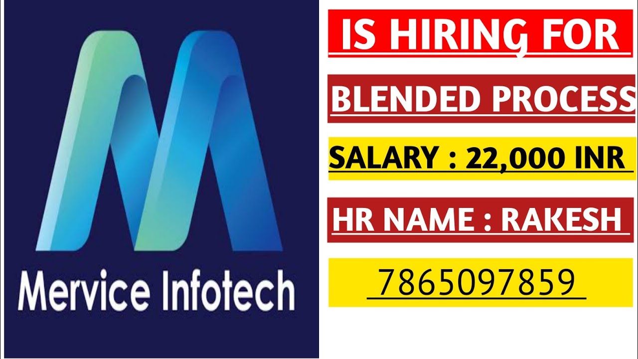 Mervice Infotech Is Hiring For Premium Blended Process|| Jobs in Kolkata For Freshers || HR Number 