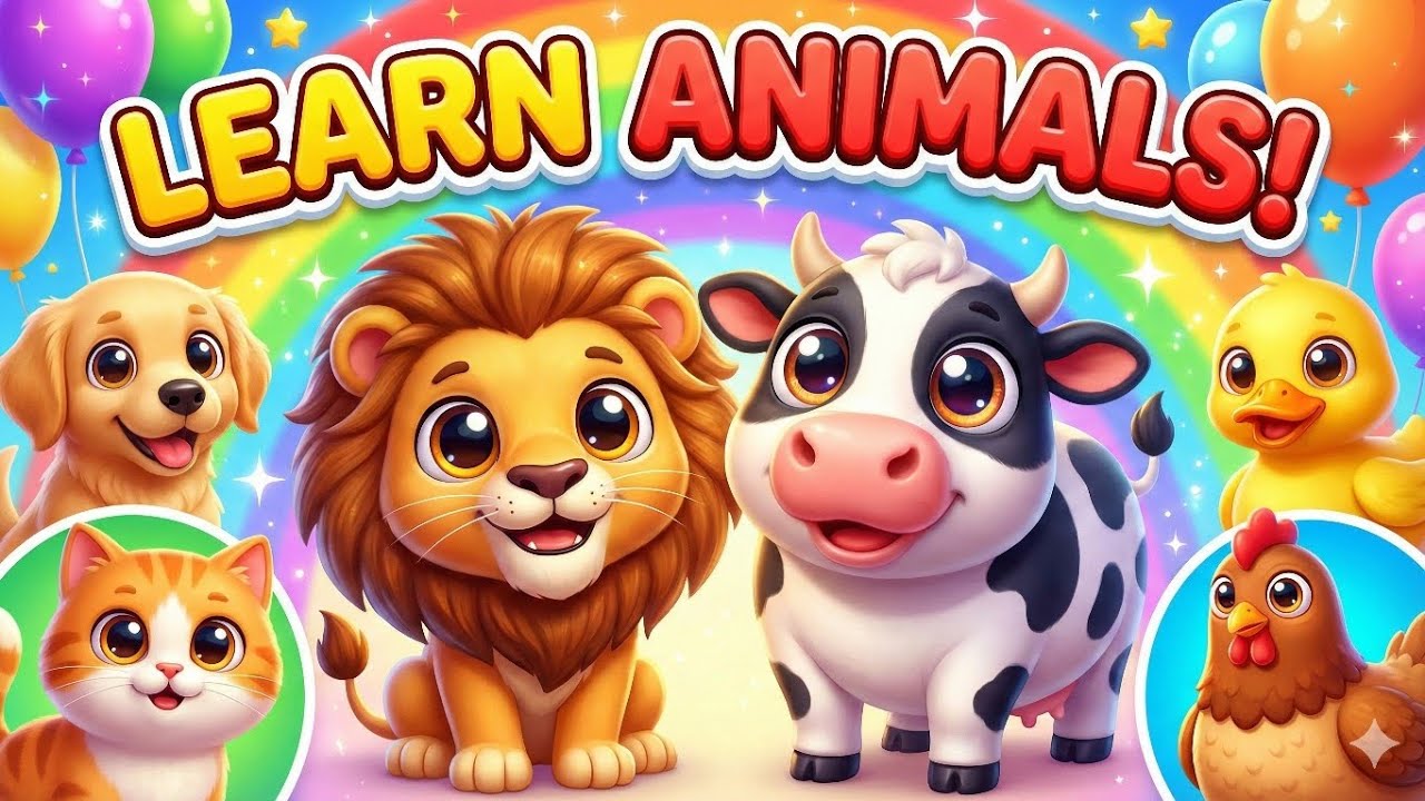 Learn Animals & Animal Sounds 🐄🐶🐱 | Fun Kids Song | Preschool Learning 