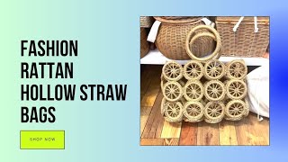 Handcrafted Rattan Wicker Bag Womens Straw Beach Handbag, Casual Bohemian Style