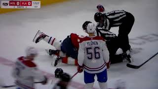 NHL hockey fight - William Lockwoood(Panthers) vs. Michael Pezzetta(Canadiens)