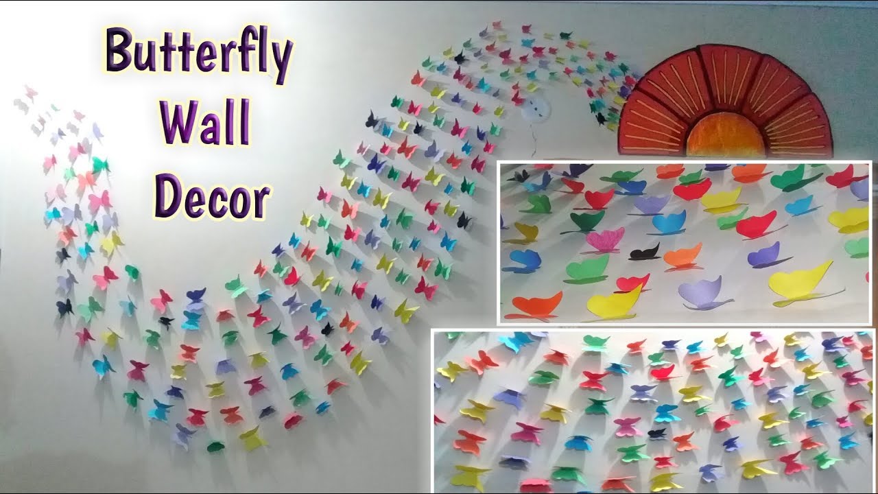 DIY PAPER BUTTERFLY WALL DECOR Wall Decor Ideas Paper Crafts