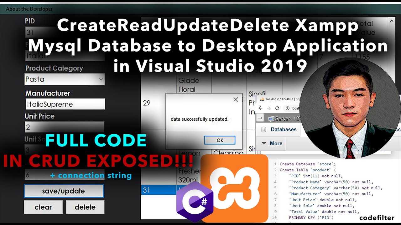 Create Read Update Delete MySQL Code and C# for Desktop Applications in ...