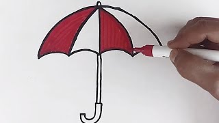 How to draw an umbrella easy | easy umbrella drawing and colouring for beginners | Umbrella drawing.