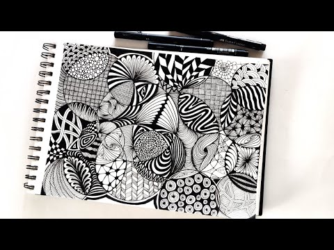12 easy zentangle patterns , zentangle doodles for beginner 