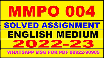 mmpo 4 solved assignment 2023 | mmpo 4 solved assignment in english 2022-2023 | mmpo 4 2023