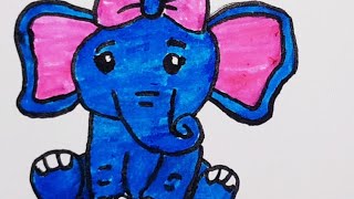 رسم فيل /تعلم رسم فيل                      how to draw elephant drawing easy step by ptep