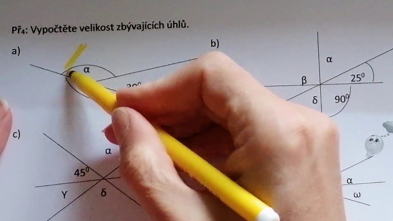 Úhly vedlejší a vrcholové, příklady