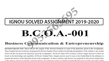 BCOA-1 Solved Assignment 2019-20