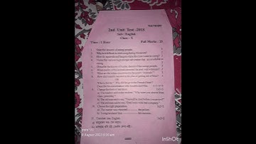 2nd unit exam class10 english paper