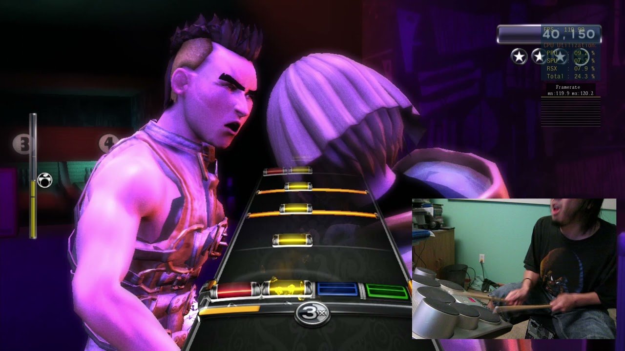 RPCS3 progress May 2021 Rock Band 3 with Pro MIDI Adapter and Drums